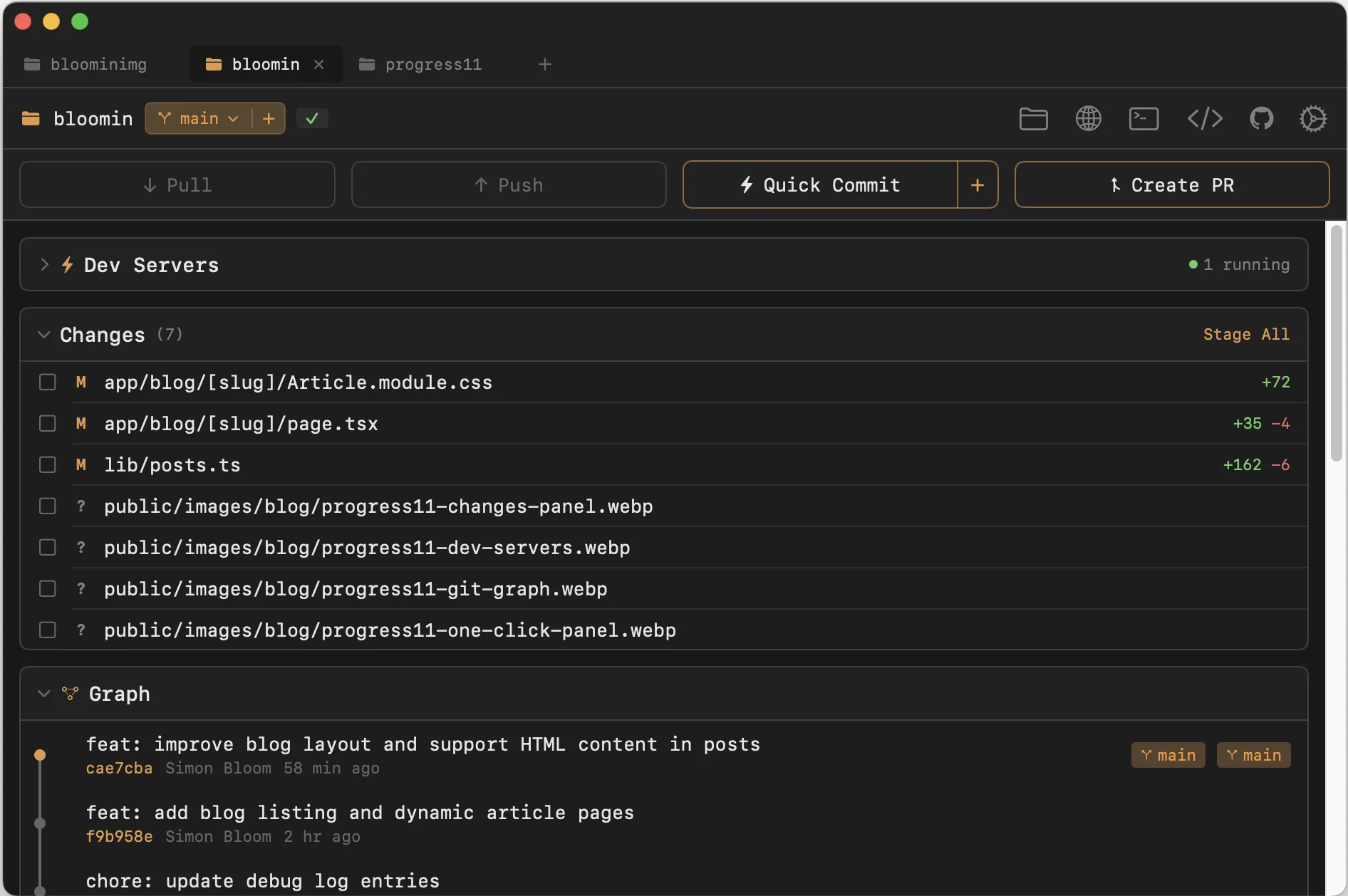 Progress11: A Git Client for Vibe Coders